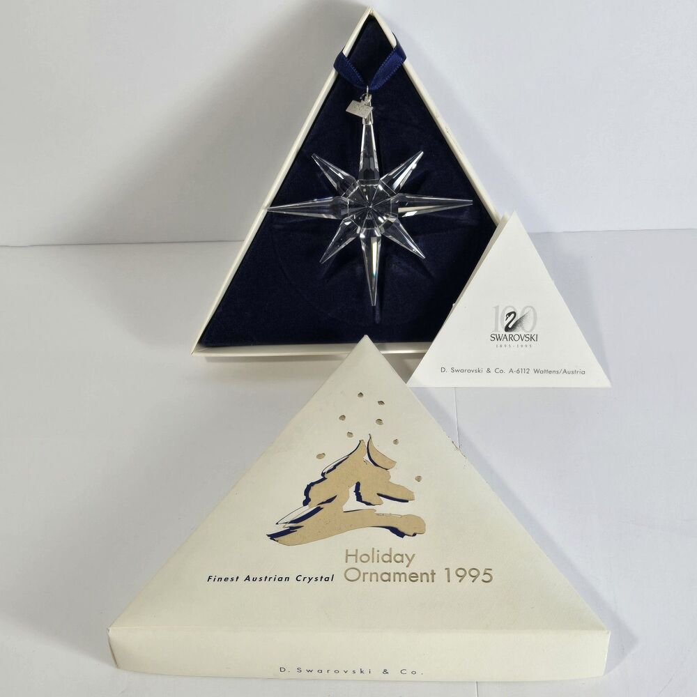 Vintage 1995 Swarovski Crystal Holiday Annual Star Ornament Box & Booklet Mint
